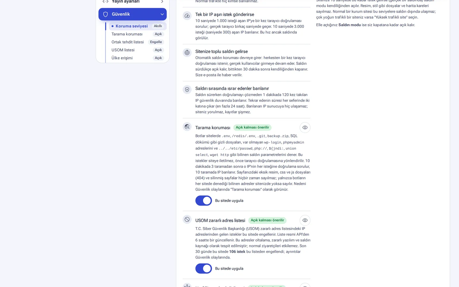 Automatic attack protection, scan protection and the USOM list