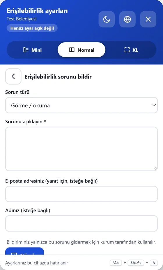Erişilebilirlik sorunu bildirme formu