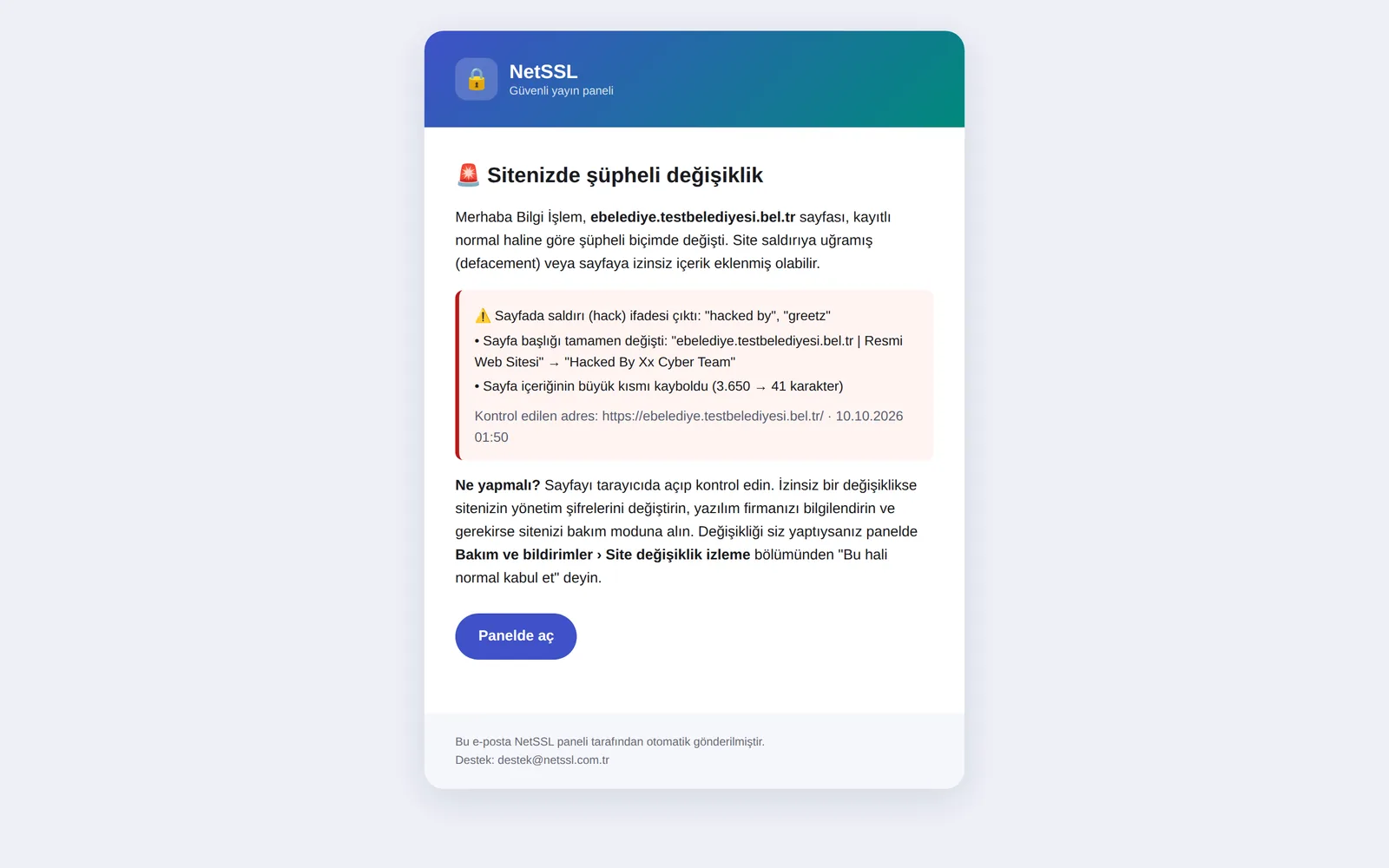 Tahrifat uyarı e-postası: bulunan işaretler ve ne yapılması gerektiği