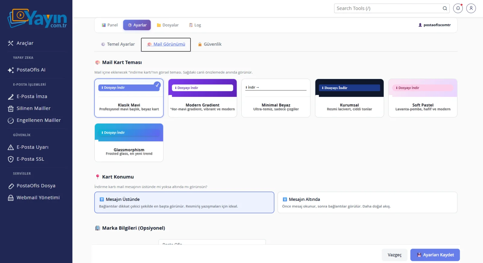 PostaOfis Dosya: Büyük Dosya Gönderimi — Mail Görünümü