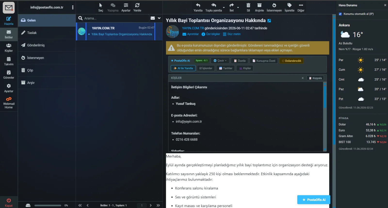 AI Assistant — Contact Extraction